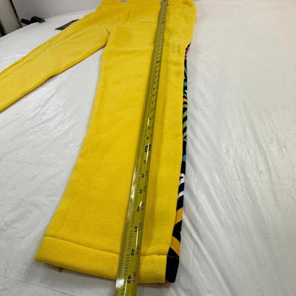 Create 2MRW Men Yellow Tribal Geometric Print Jogger Sweatpants Ankle Zip NWT